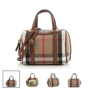 Brown Alchester Convertible Satchel House Check Canvas Small Weekend/Travel Bag